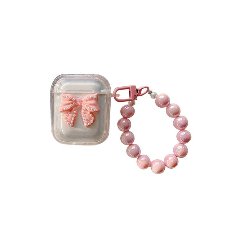 Bow Transparent Earphone Cover For Apple Airpod4 Bluetooth Protective Cover Airpodpro Bead Bracelet 3