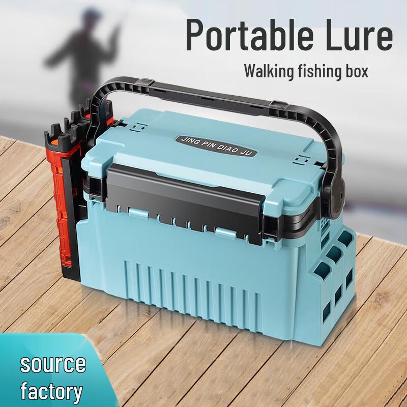 Lure Fishing Tackle Box with Rod Holder