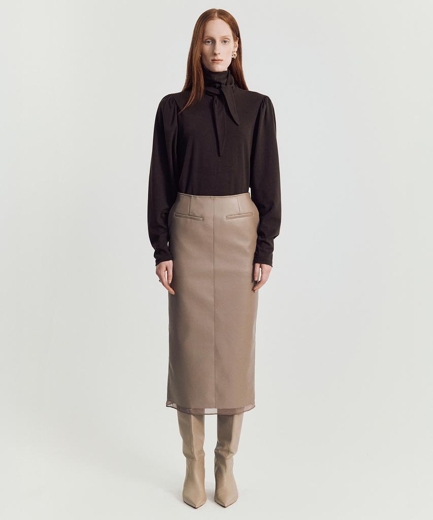 Meibeoyu Norby Leather Skirt _ Beige