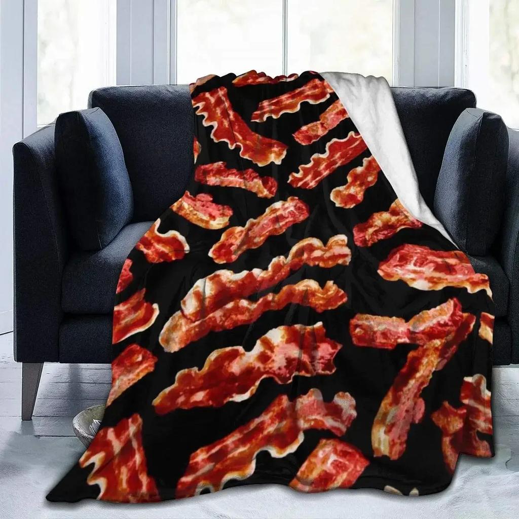 Bacon Throw Blanket Soft Warm Flannel Couch Cover For Men Women Funny Food Gift Home Textile