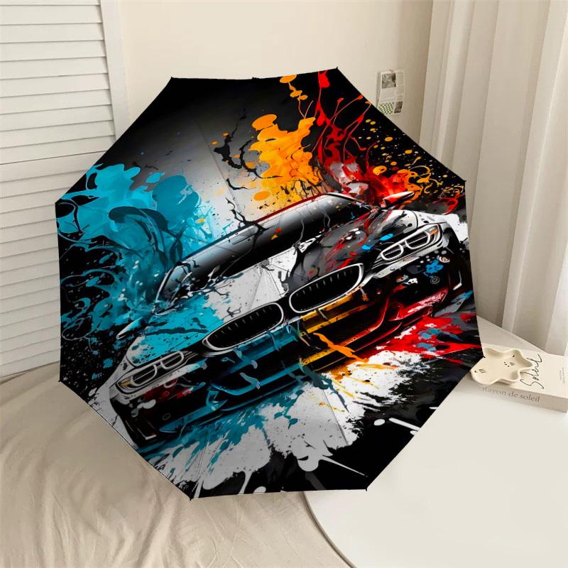 1pc car art Automatic Open/Close Umbrella Compact Folding Umbrella with 8-Rib Shaft for Women/Men, Portable Travel Umbrella,1216S