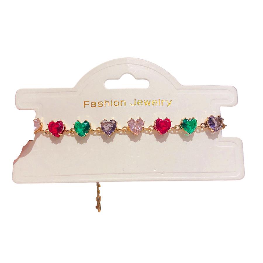 Dopamin Zirkon Herz Oval Armband: Frischer, Süßer, Vielseitiger Mode-Armreif mit Light Luxury High-End Schmuck für Damen