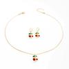 Red Zircon Fruit Cherry Pendant Earrings Necklace For Women New Trend Fashion Collarbone Chain Jewelry Set Gifts