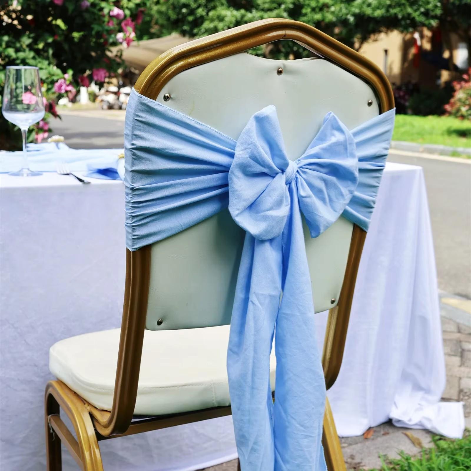 

1PCS Thin Polyester-Cotton Chair Sashes DIY Flower Back Ties Chair Bows Sashes Chair Covers For Wedding Reception Events Banquet небесно-голубой