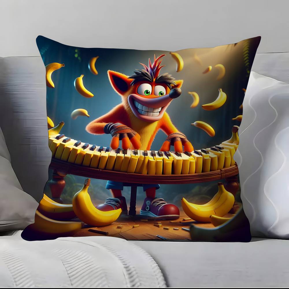 Game Cartoon Crashs B-B-Bandicoot Pillow Case Pillowcase Soft Skin Friendly & Comfortable With A Hidden Zipper