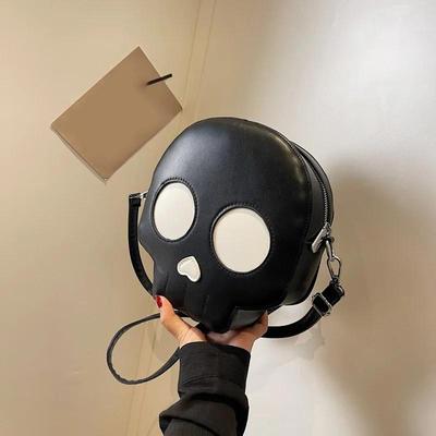 Y2K Taška přes rameno s lebkou a duchem Halloweenská ďábelská taška s duchem Trendy tašky na zip z PU kůže Crossbody taška Ležérní nákupní tašky KTY