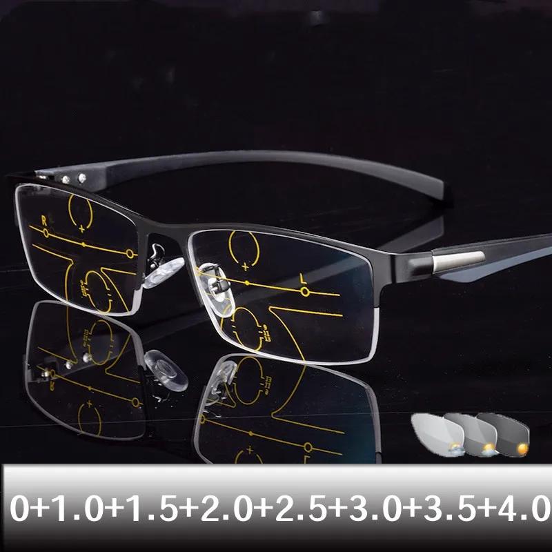 

Fashion Men s Progressive Multifocal Reading Glasses Unisex Vintage TR90 Flexible Photochromic Eyeglasses Business Presbyopia Eyewear