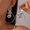 Iron irregular round silver needle earrings simple niche earrings
