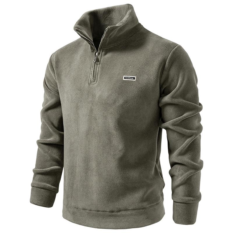 Men's Fleece Quarter Zip Sweatshirt Casual Stand Collar Long Sleeve Pullover For Daily Wear