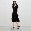 Elegant V-neck Pleated Midi Dress