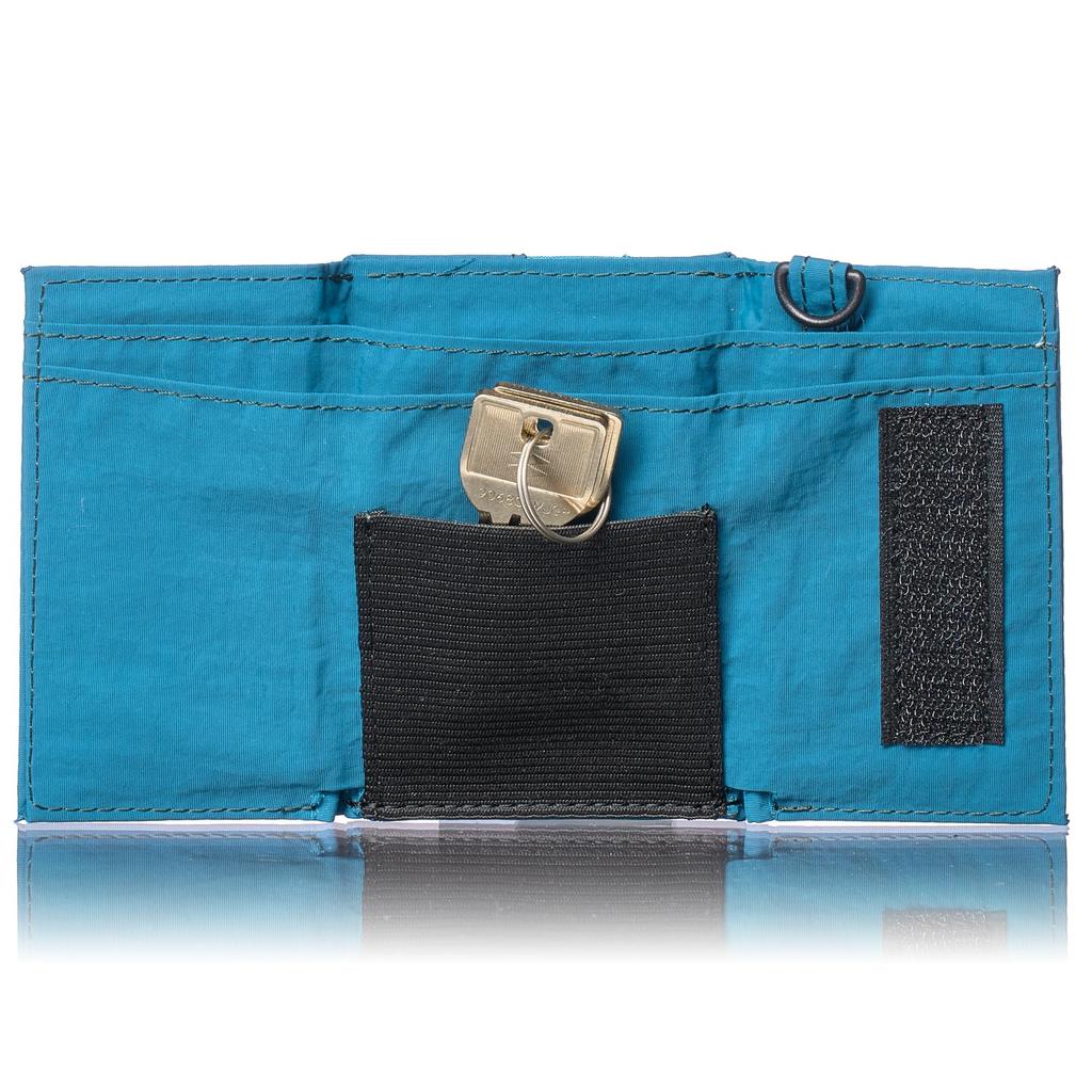 Champion Wallet for Men and Lightweight Nylon Compact Wallet with Neck Mini Wallet with Coin Peacock Blue Tri-fold Women, Strap, Purse,