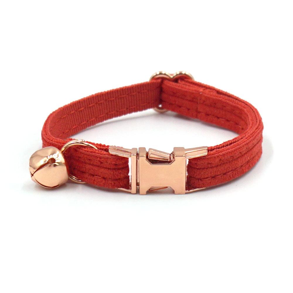 Pumpkin Red Corduroy Cat Bow Tie Collar with Engraving
