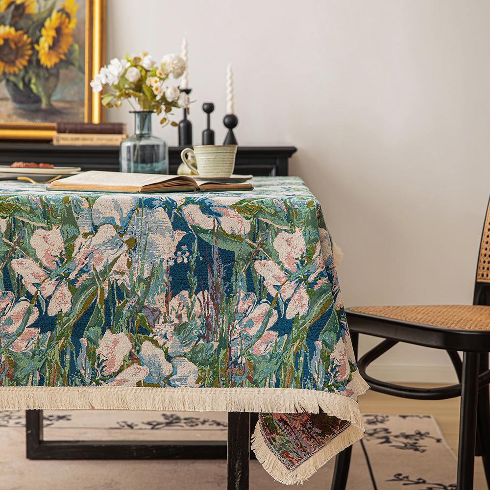 

Скандинавская скатерть с цветочным рисунком, пасторальная, для ресторана, обеденного стола, прямоугольная, пылезащитная, скатерть для кофейного столика 60*60cm