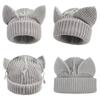 Stretchable Knit Cat Ear Beanie Yarn Striped Beanie Gifts Knitted Beanie Hat  Women and Men