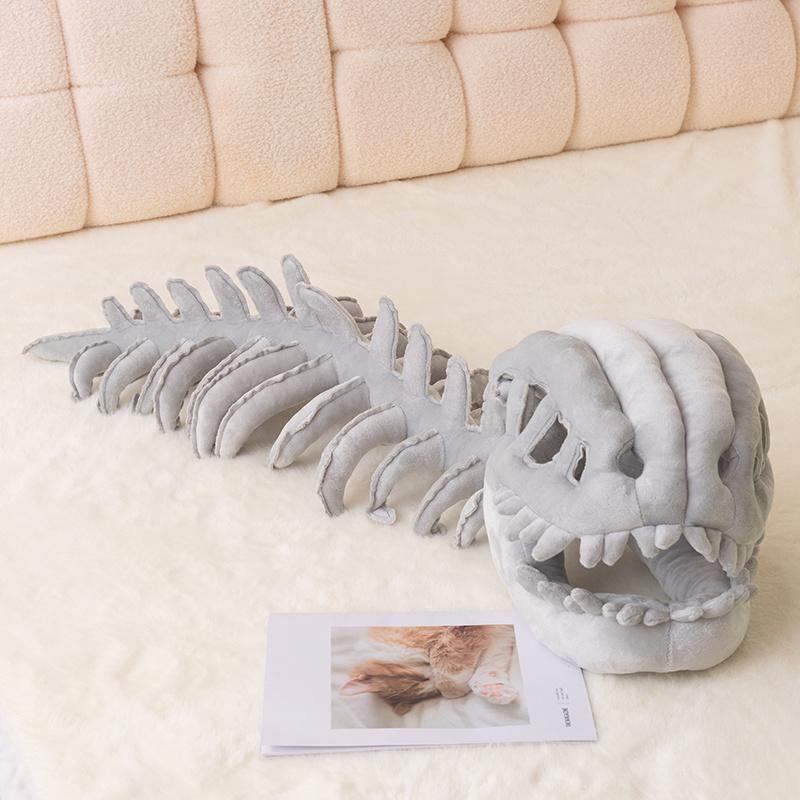 75/115CM Pluche Cartoon Schedel Hoofddeksel Halloween Kostuum Pluche Speelgoed Paars Groen Zwart Grijs Wit Roze Dinosaurus Bot Grappige Pop 75cm