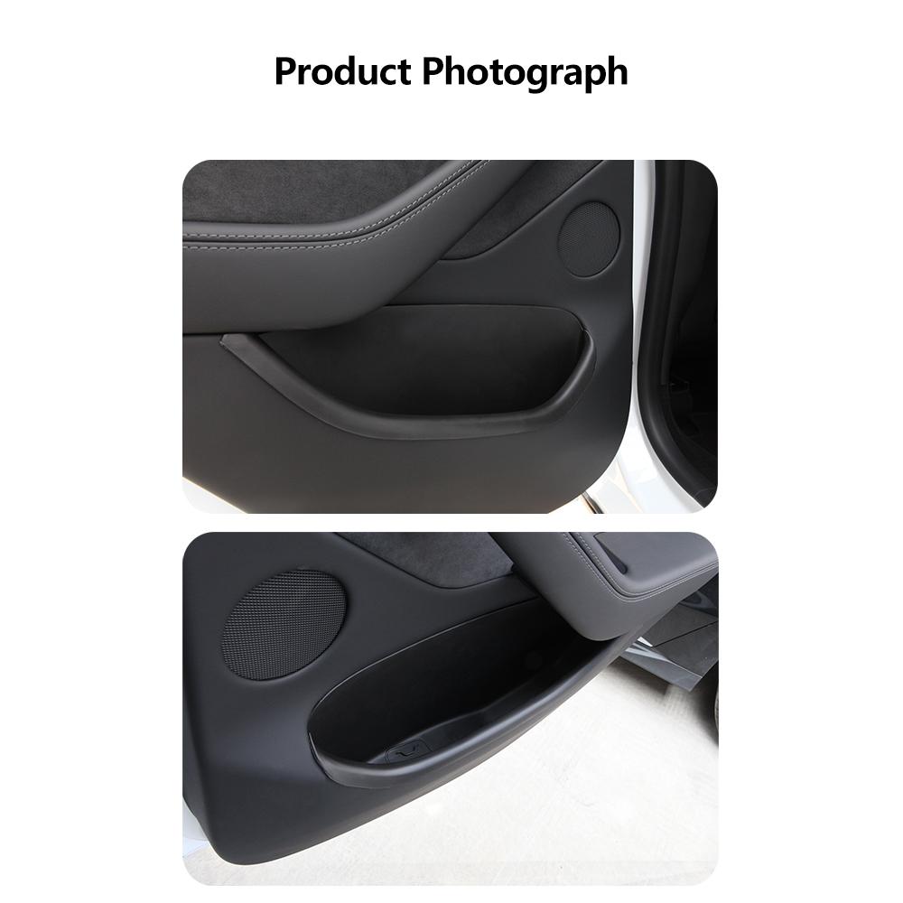 Heenvn For Tesla Model Y Juniper 2025 2026 Front Rear Full Storage Box Door Handle Armrest Tray Organizer TPE Cover Car Interior