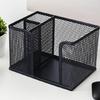 3 Sections Metal Pen Stand High Capacity Desktop Pen Organiser Container for Pencil Marker Note Paper Cosmetics Supplies