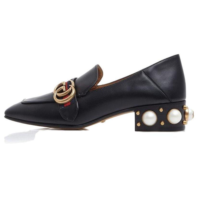 GUCCI Women`s Leather Mid Heel Loafer