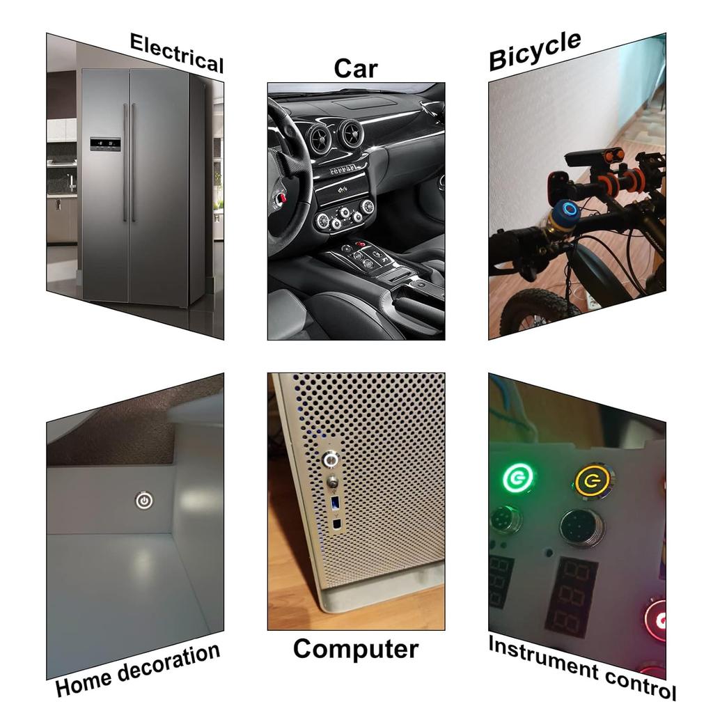 2 STÜCK 16MM Rastender Drucktaster 12V-24V 1Ö 1S Wasserdicht IP66 Selbstverriegelnd Ein/Aus Metallknopf für 5/8 Montageloch