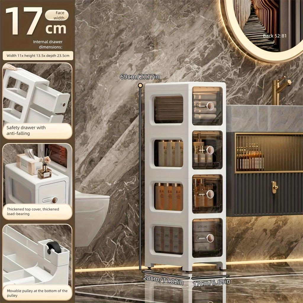 17 Cm Drawer-type Slit Storage Cabinet Ultra-narrow Slit Cabinet for Refrigerator Multi-layer Storage Rack for Bathroom