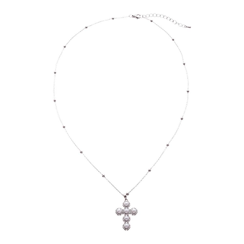 Jewelry Cross Necklace Rhinestone Cross Pendant European American Cross Choker Chain  Girls