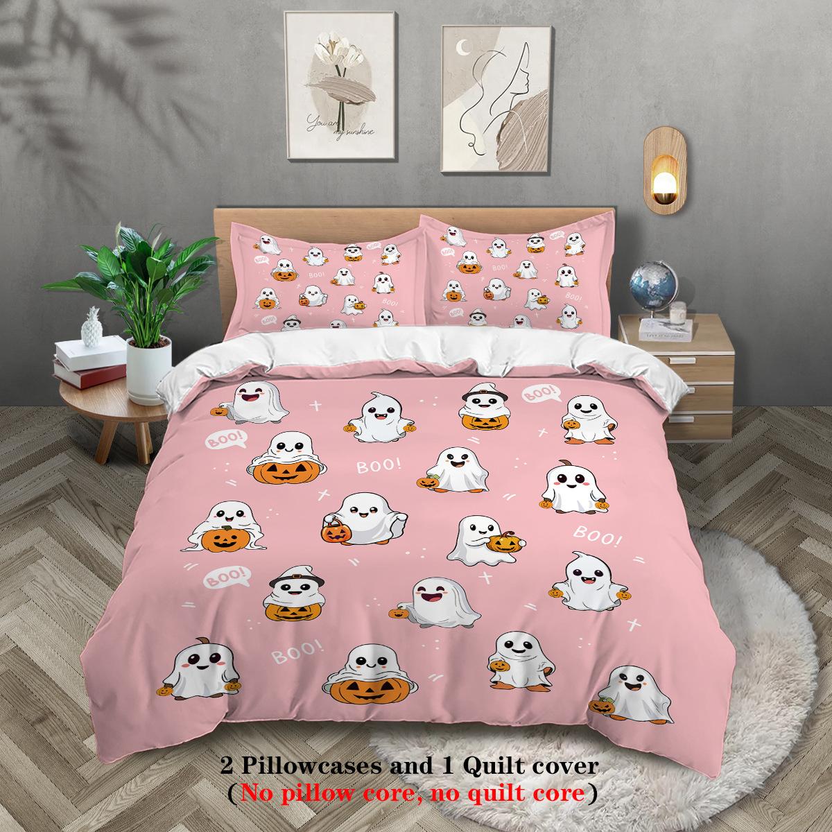 

Хэллоуин Привидение Цифровая печать Полиэстер Трехпредметный пододеяльник Постельное белье Пододеяльник Наволочка 135x200cm