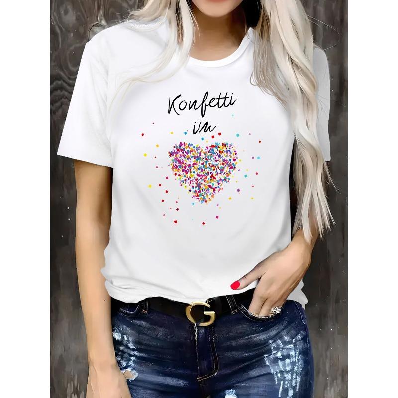 Karneval Mardi Gras Confetti Print T Shirt Short Sleeve Round Neck Casual Party Costume Top S белый