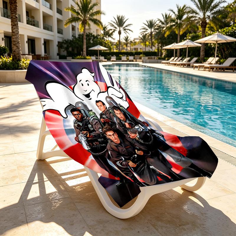 Ghostbusters Print Beach Towel Design, Soft, Lightweight. for Home Bathroom, Spa, Pool, Yoga, Surfing, Camping, Gift for Family, Friend