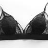 New Sexy Embroidered Hollow Bra Lace Gather Big Breasts Show Small Steel Ring Women's Bra Underwear Set