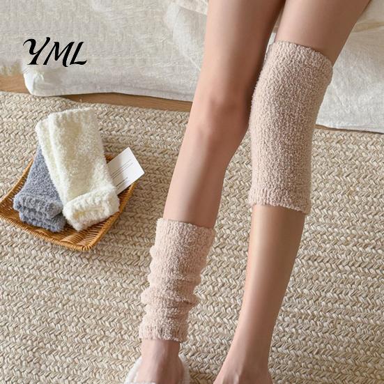 Thermal Cold Protection Socks Thickened Knee Sleeve for Women, Winter Warm Coral Fleece Leg Warmers, Breathable Autumn Home Essentials Pads