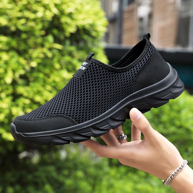 Summer mesh fly-woven men's shoes breathable and comfortable casual shoes one pedal travel shoes light dad shoes walking shoes men