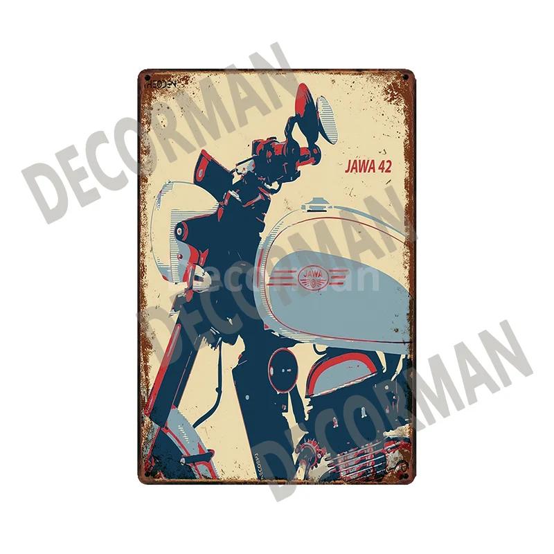 [ DecorMan]  JAWA BSA Motor Kovové Znamení Plakáty Vintage Malba Vlastní Klubová Dekorace LTA-1704 vintage dekor