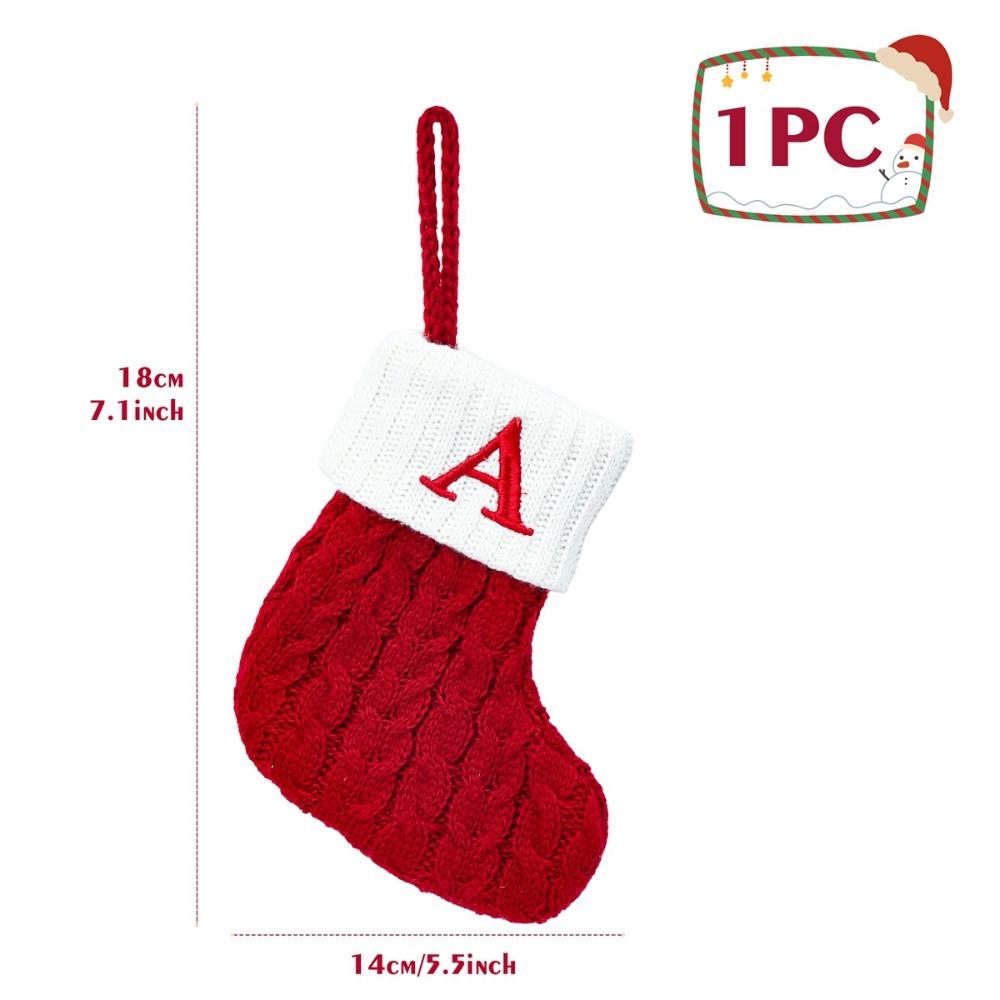 With Red Letter Knitting Stockings Yarn Hanging Ornament Christmas Socks  Xmas