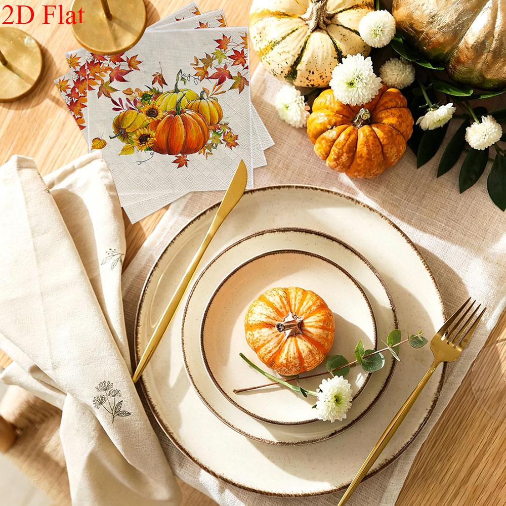 20pcs Disposable Napkins with Wansheng Pumpkin Pattern Print for Wedding,Parties,and Daily Use for Thanksgiving Fall Christmas Table Decoration