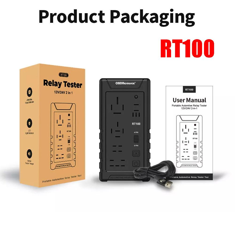 

12V 24V Автомобильный тестер реле RT100 4-контактный и 5-контактный разъем Тестер реле аккумулятора Автоматическая идентификация напряжения Диагностический инструмент