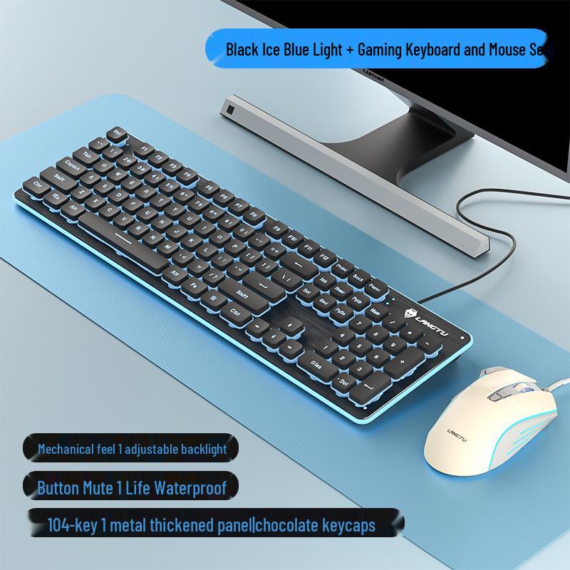Langtu Silent Wired Keyboard with Backlit Mechanical Feel for Office & Laptop