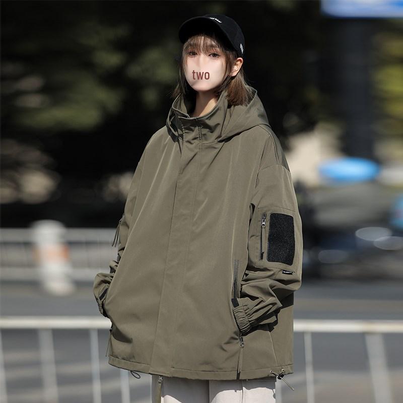 Unisex Japanese Style Multi-Pocket Windproof Hooded Jacket for Spring/Autumn Hiking
