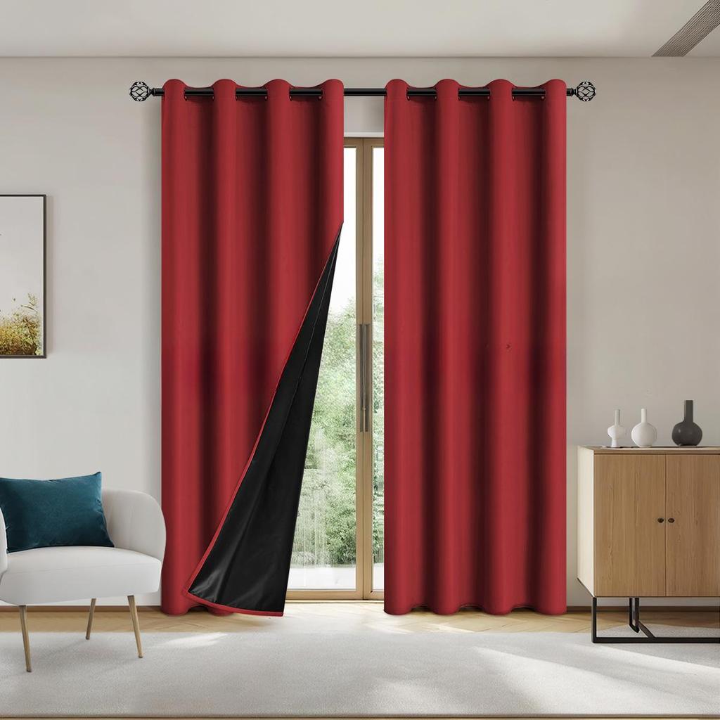 1Pc Solid Color Full Shading And Sun Protection 100% Blackout Curtains, Bedroom And Living Room Shading Curtains