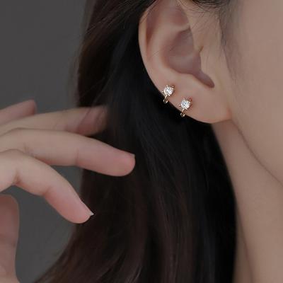 925 Silver Sparkling Zircon Round Mini Hoop Earrings For Women Classic Fine Jewelry Ear Bone Accessories