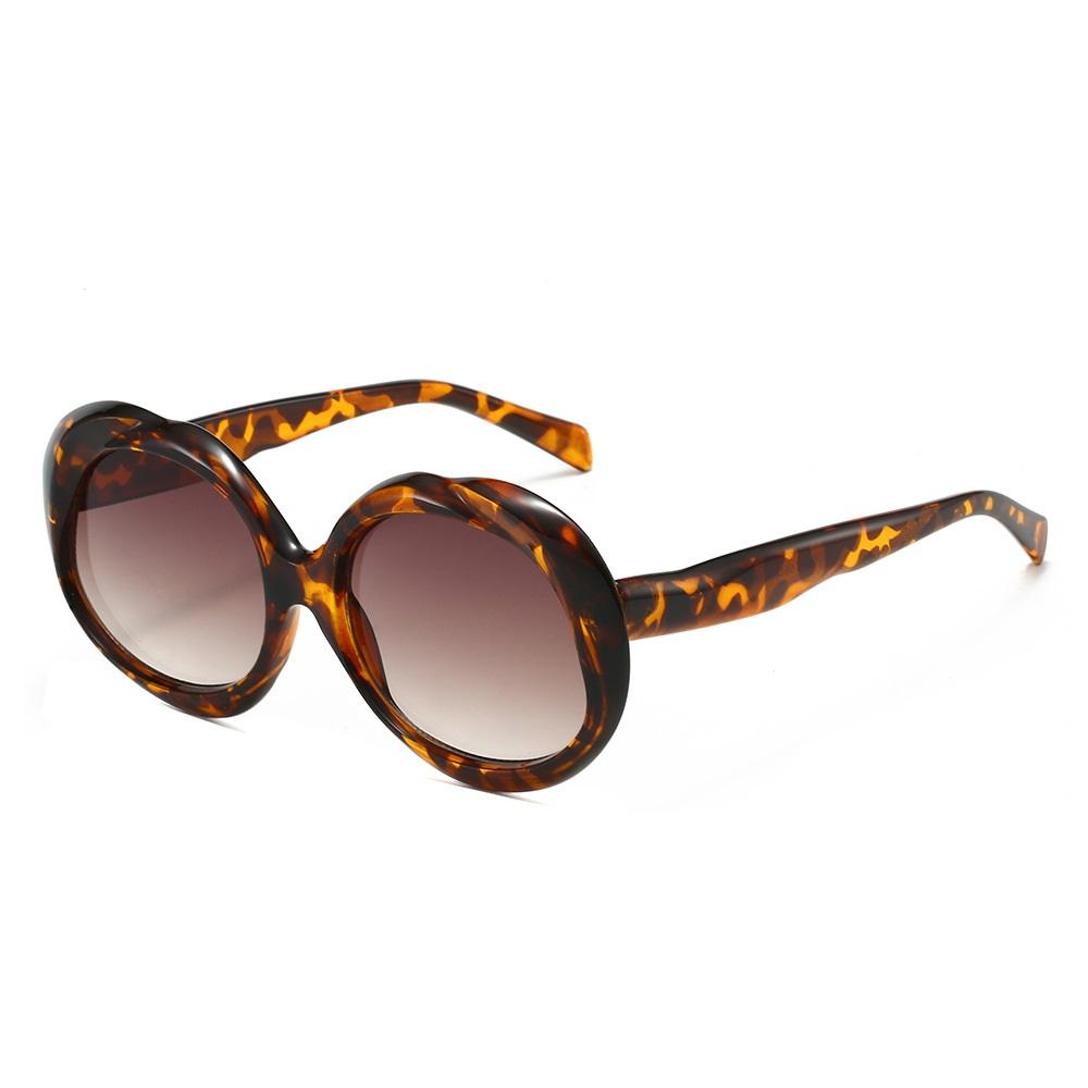 Luxury Retro Multicolor Leopard Print Oval Sunglasses Women Fashion Punk Unisex Shades UV400 Sun Glasses