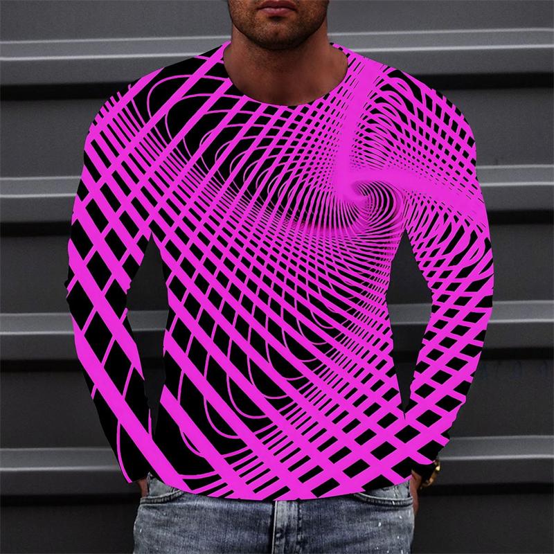 Funny Optical Illusions Graphic T Shirt Fashion Casual 3D Printed Long Sleeve T-shirt Catch Eyes Streetwear Personalization Tees
