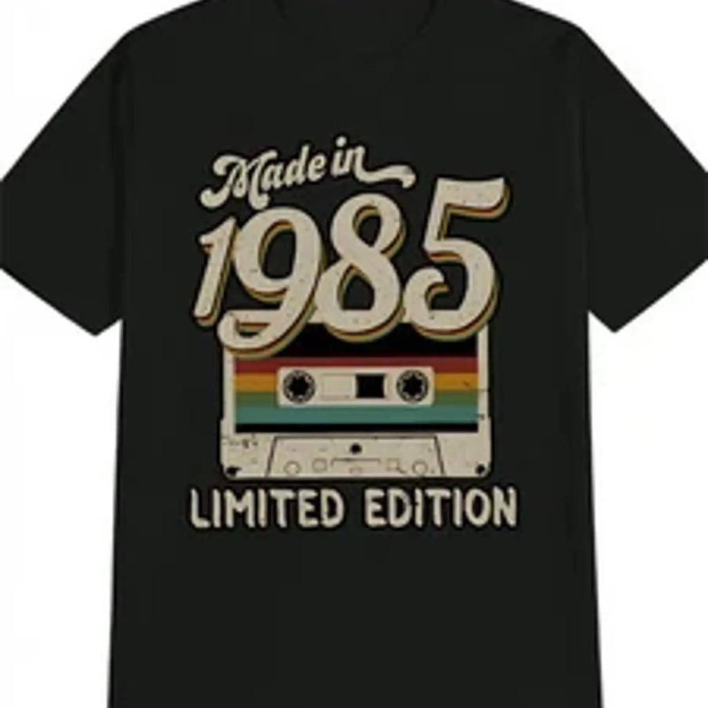 Unisexs Casual Crew Neck T Shirt With 1985 Vintage Tape Design Made In Vintage Versatile Streetwear Soft Homme Fashion