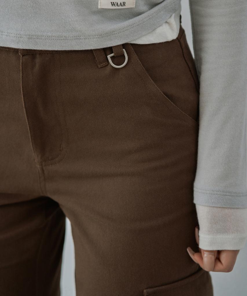 WAARFORWOMAN W1154 D-Ring Cargo Bootcut Pants_Brown