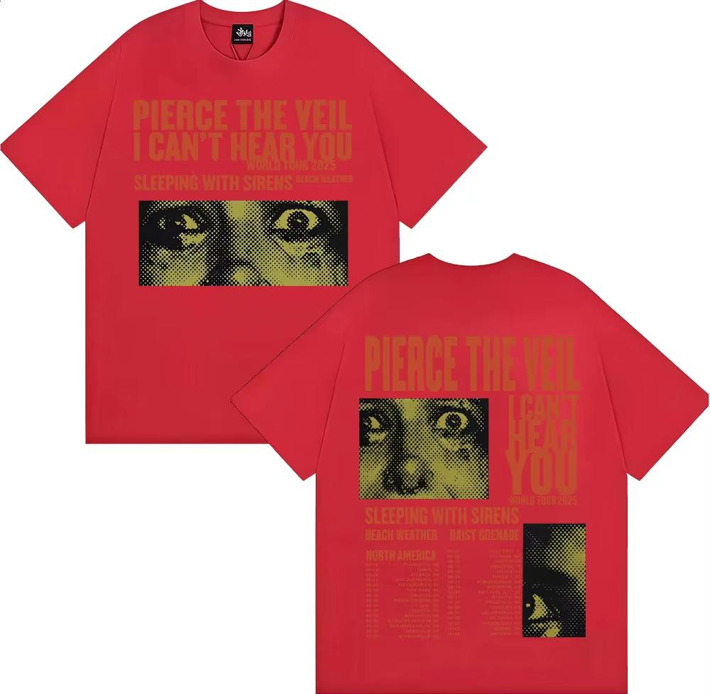 

Fashion Hiphop Rock Music Tshirt for Unisex and Women Retro Tshirt Pierce Veil I Cant Hear You Tour 2026 Merch Tshirt Y2k Top S