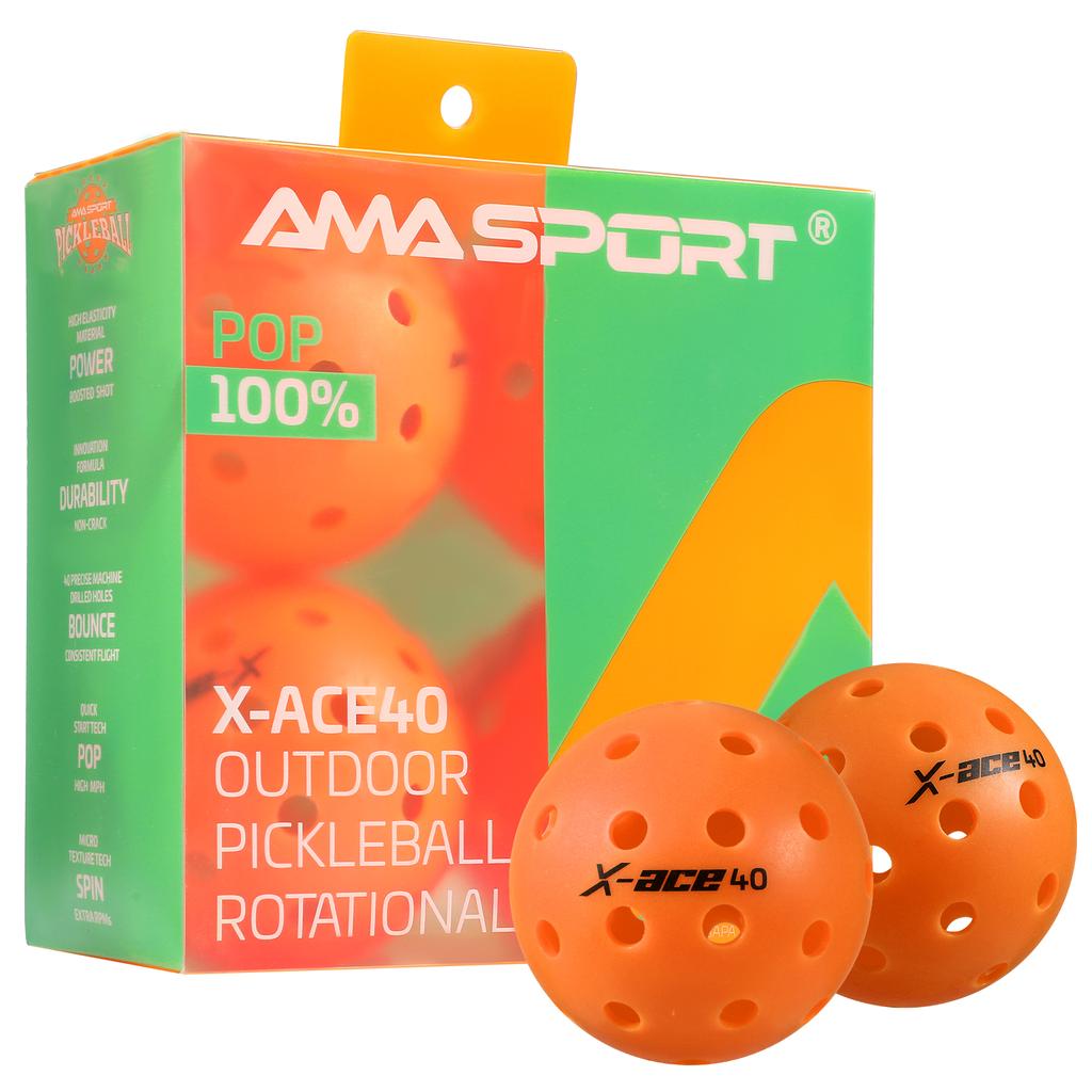 AMASPORT Pickleball Bälle X-ACE40 Professionelle Offizielle Pickleball Bälle Hoher Rückprall & Hohe Sichtbarkeit für Outdoor-Spiele