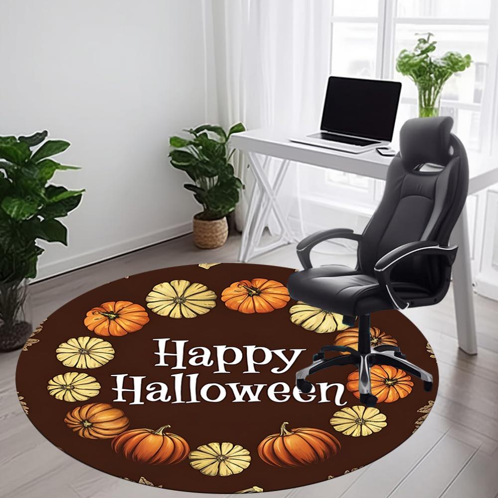 1pc Pumpkin Halloween Office Round Area Rug, Under Office Chairs Bedroom Living Room Home Decor, Room Deco, Available in Various Sizes