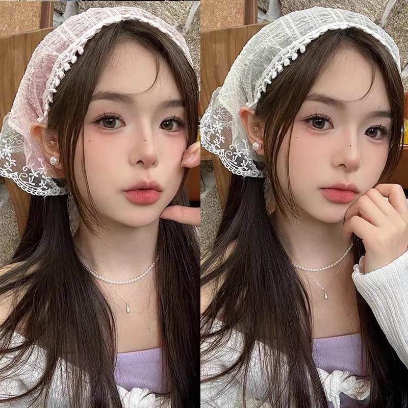 Summer Headwear Headdress French Pastoral Style Triangle Hair Scarf Women Girls Lace Flower Band Headwarp Hair Accessories