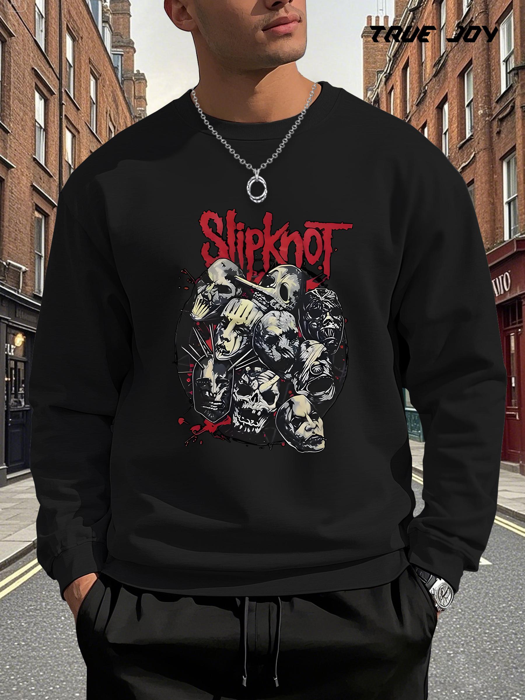 Slipknot Band Mask Print Casual Long Sleeve T-shirt - Relaxed Fit Streetwear M