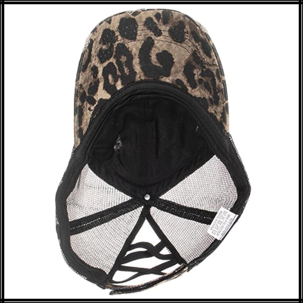 Netz Leo Leopardenmuster CA642 [Weißer Zahn] Kappe, Druck, Hut, Sport, Laufen, Outdoor, Damen (Leopard-Druck)