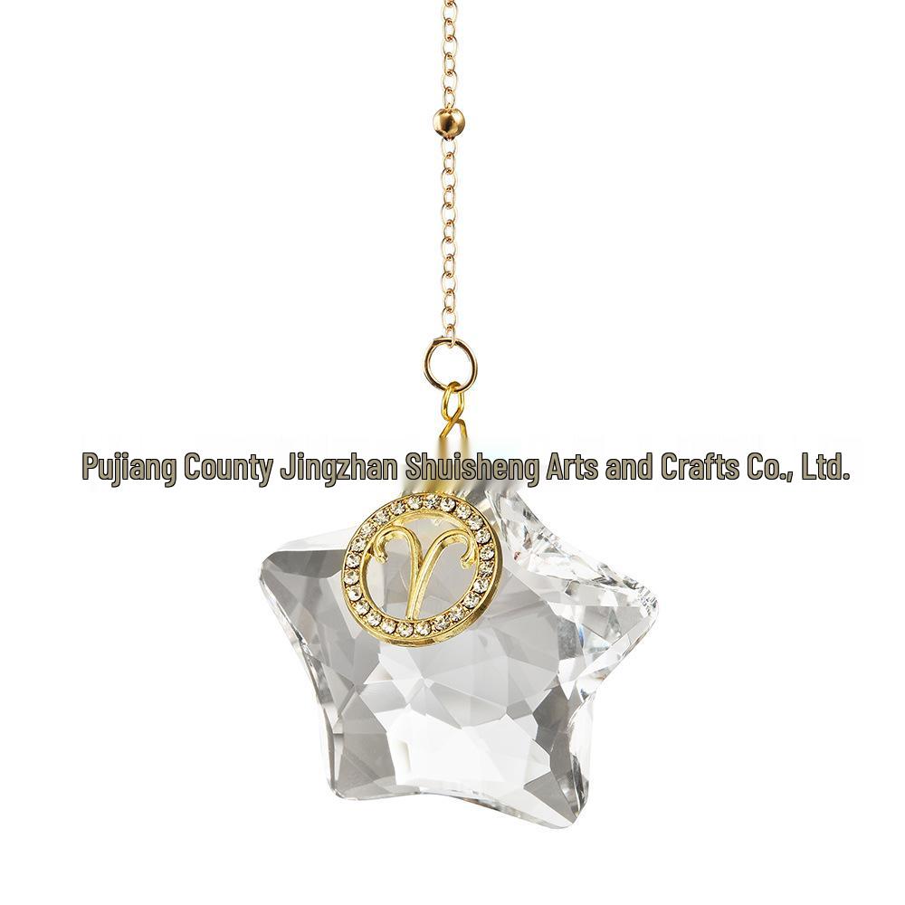 12 Constellations Moon & Pentagram Crystal Sun Catcher Pendant Set